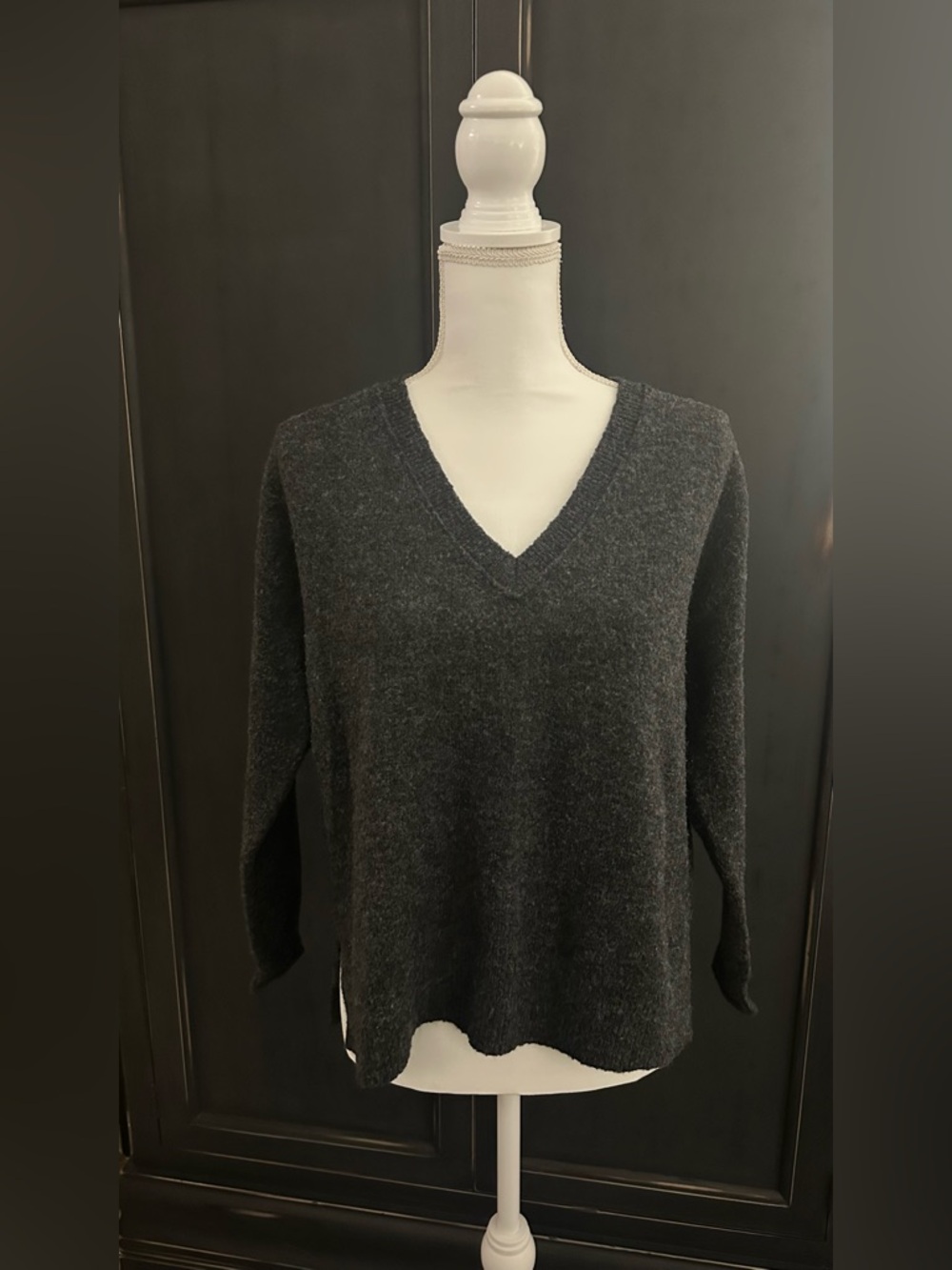 Lucky Brand Charcoal Knit V-Neck Sweater